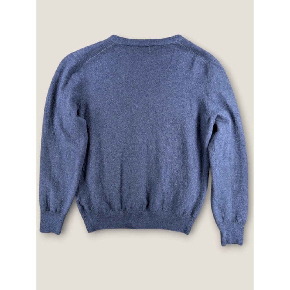 Gran Sasso Italy 100 Virgin Wool Cardigan Sweater Blue V-Neck Button Fits Like S - Picture 6 of 6